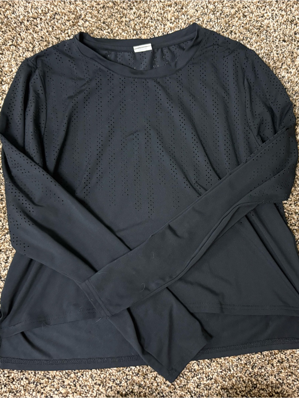 ZYIA Black Perforated Long Sleeve Active Top